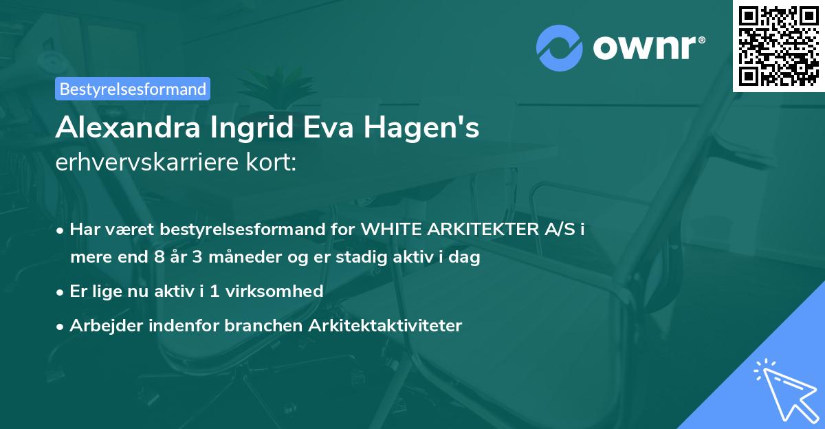 Alexandra Ingrid Eva Hagen's erhvervskarriere kort