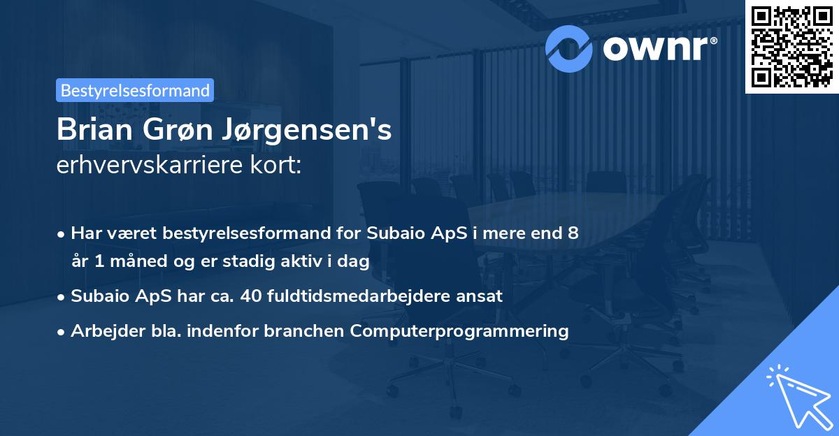 Brian Grøn Jørgensen's erhvervskarriere kort