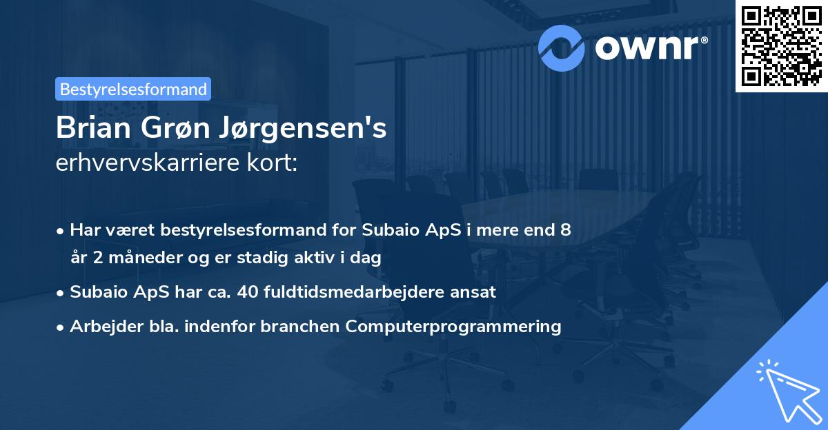 Brian Grøn Jørgensen's erhvervskarriere kort