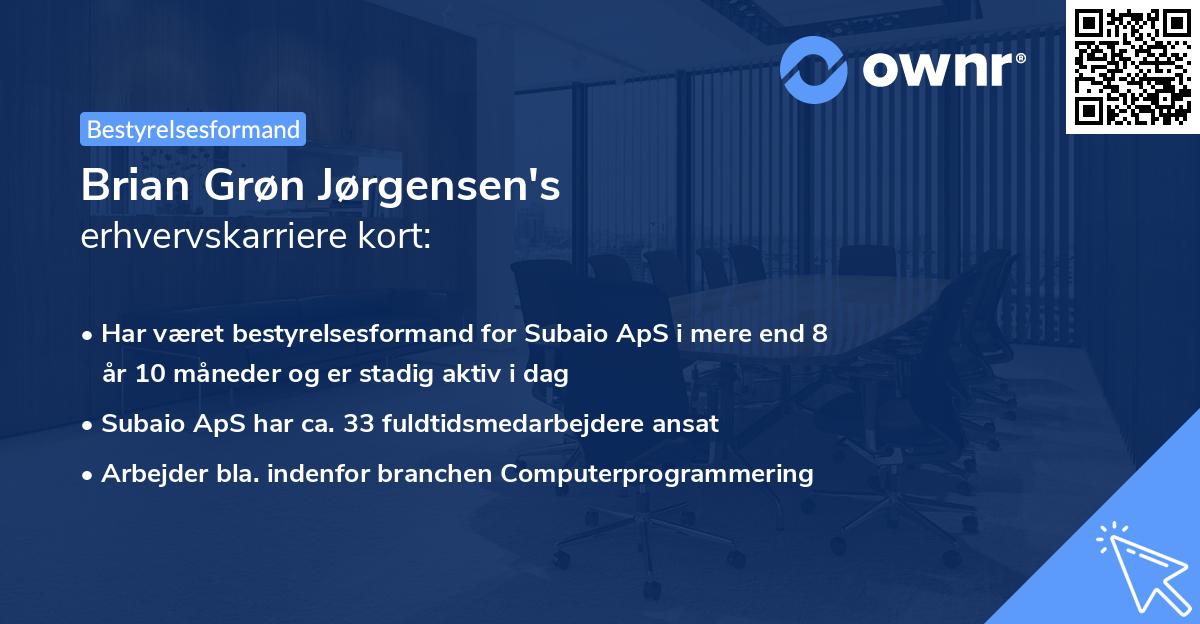 Brian Grøn Jørgensen's erhvervskarriere kort