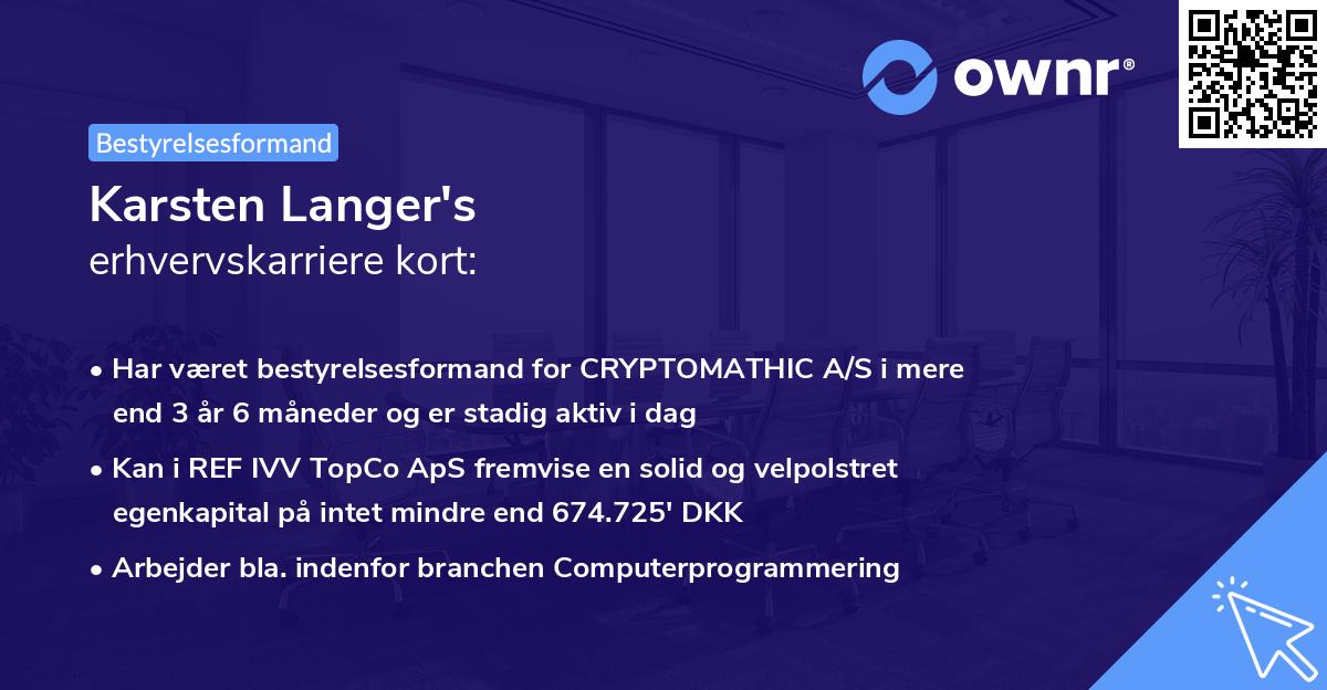 Karsten Langer's erhvervskarriere kort