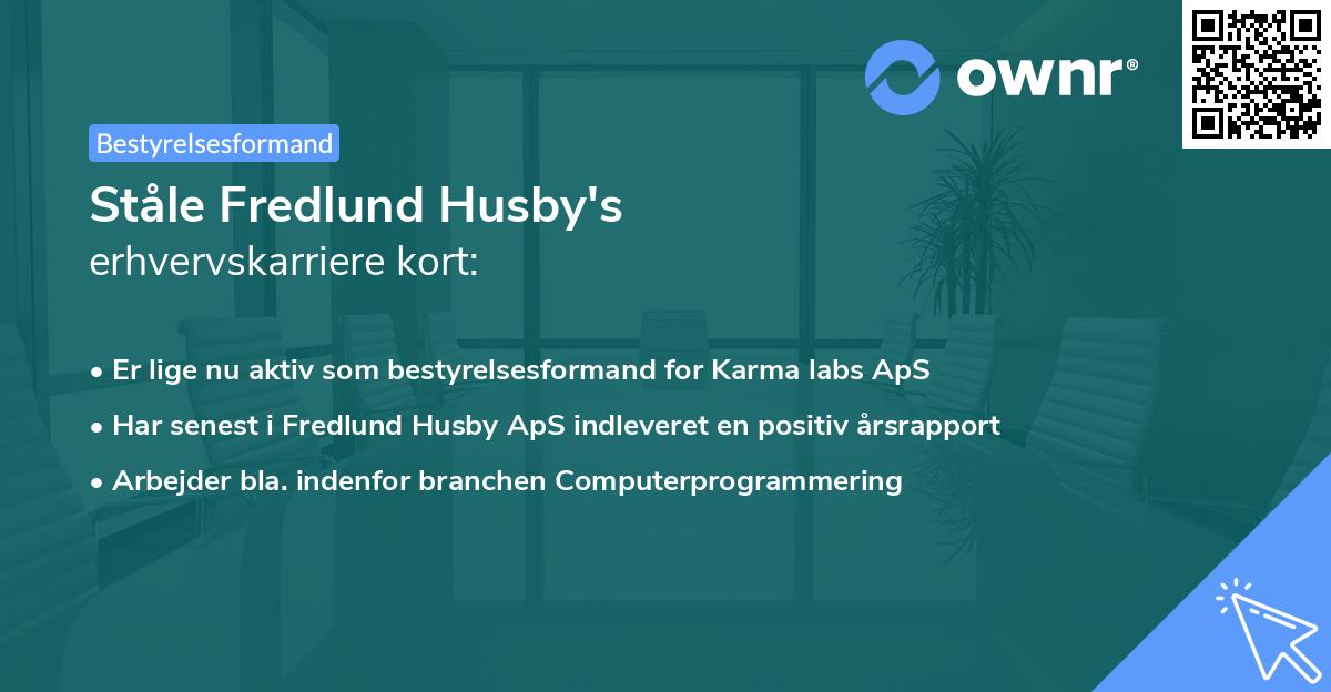Ståle Fredlund Husby's erhvervskarriere kort