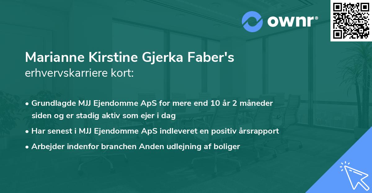 Marianne Kirstine Gjerka Faber's erhvervskarriere kort