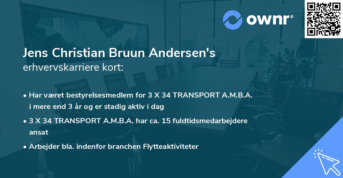Jens Christian Bruun Andersen's erhvervskarriere kort