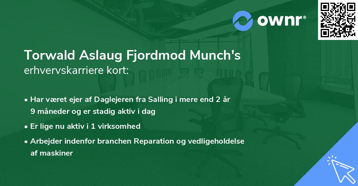 Torwald Aslaug Fjordmod Munch's erhvervskarriere kort