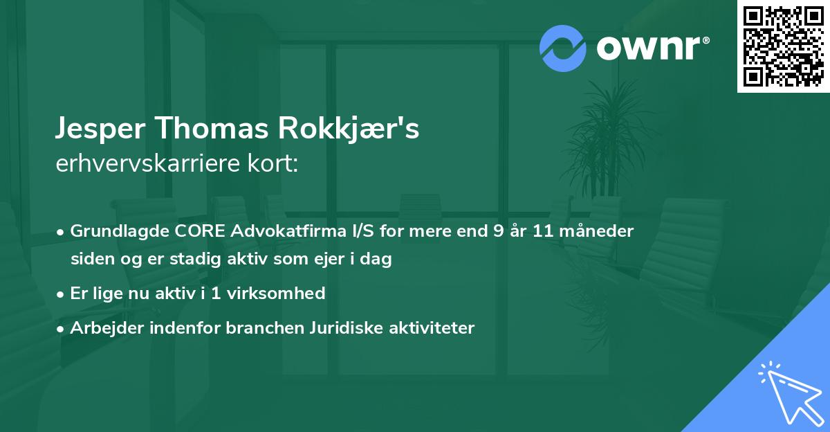 Jesper Thomas Rokkjær's erhvervskarriere kort