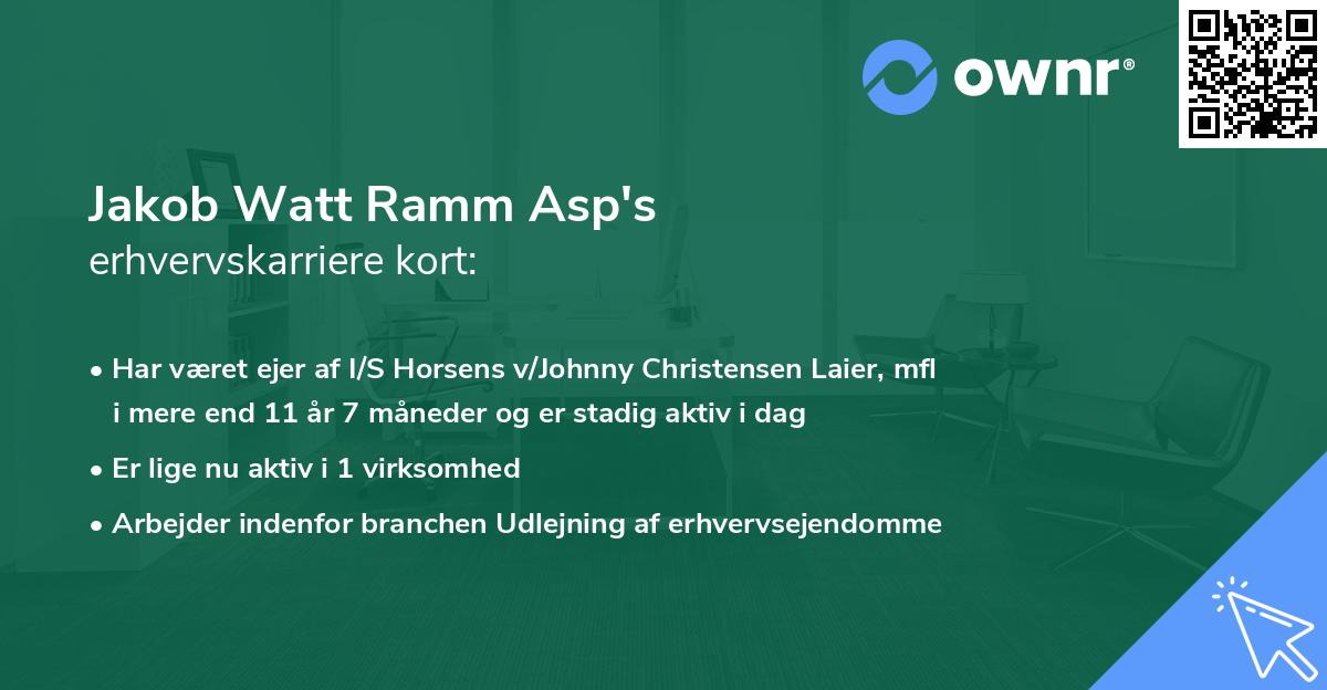 Jakob Watt Ramm Asp's erhvervskarriere kort
