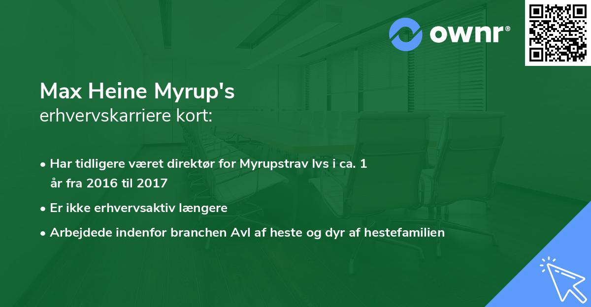 Max Heine Myrup's erhvervskarriere kort