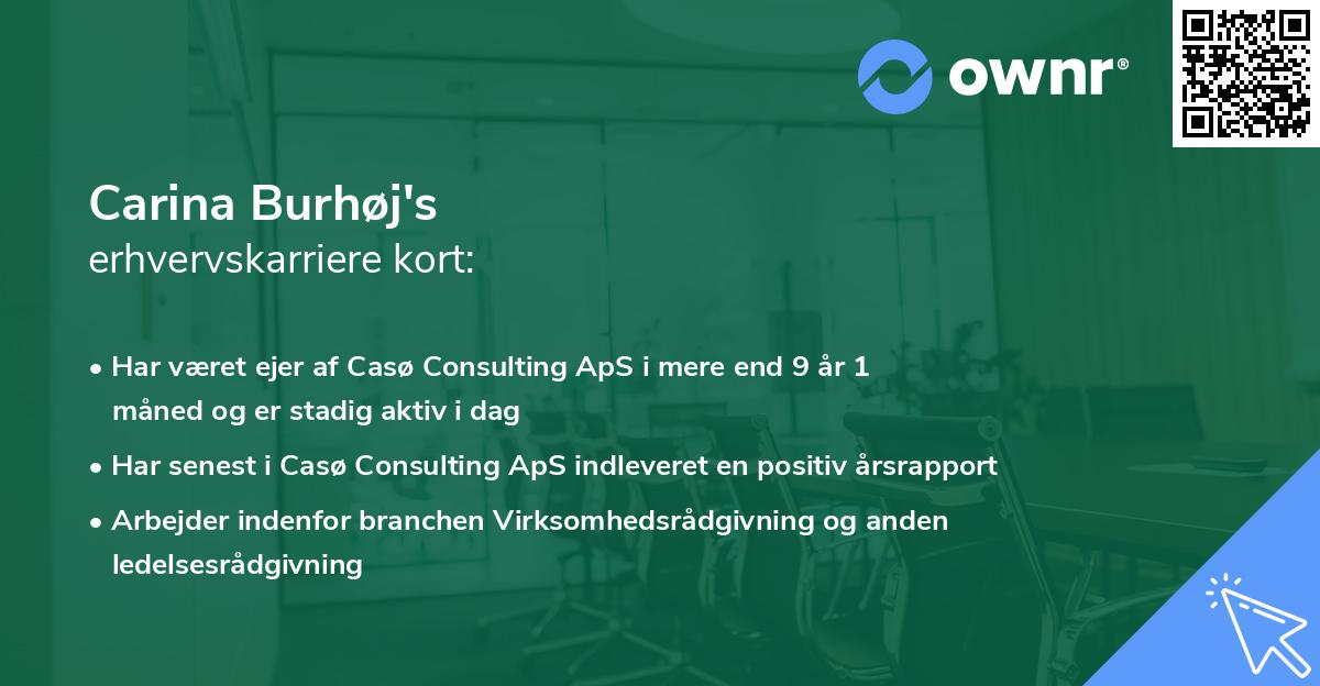Carina Burhøj's erhvervskarriere kort