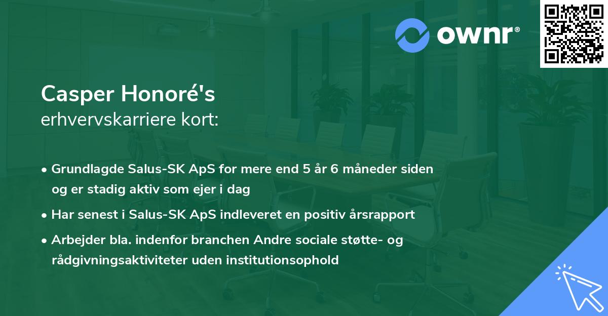 Casper Honoré's erhvervskarriere kort