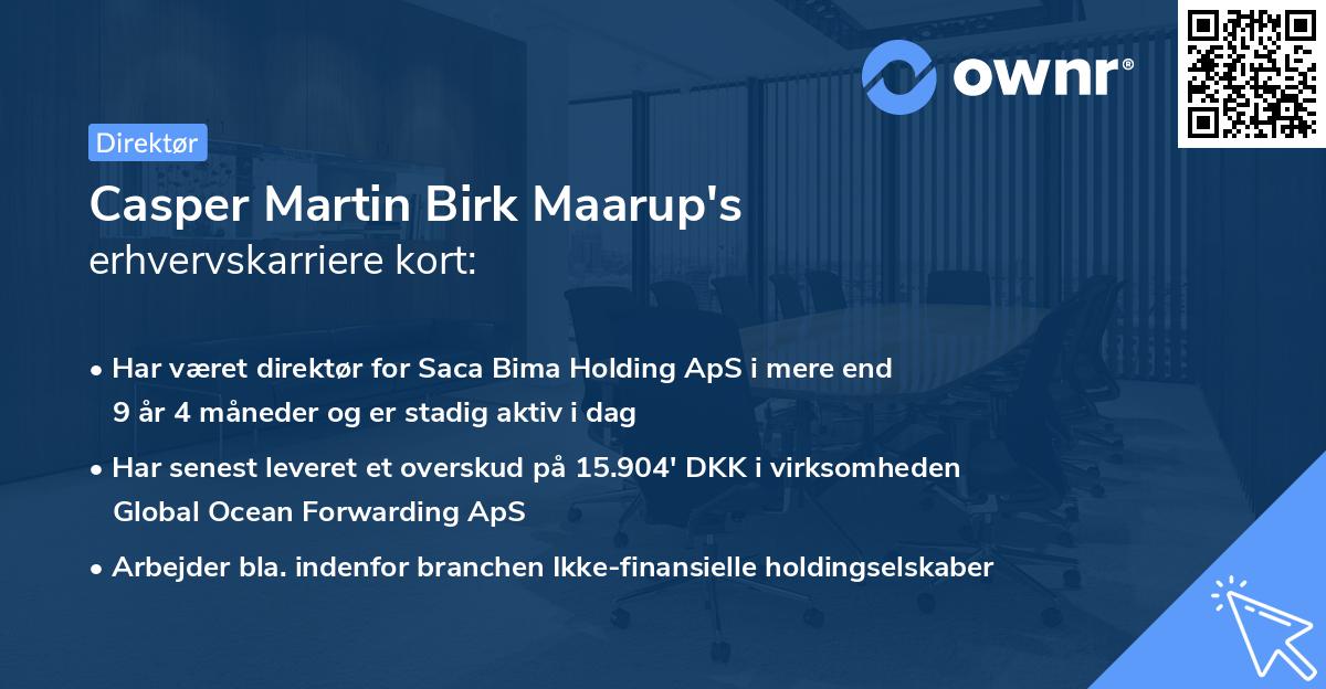 Casper Martin Birk Maarup's erhvervskarriere kort