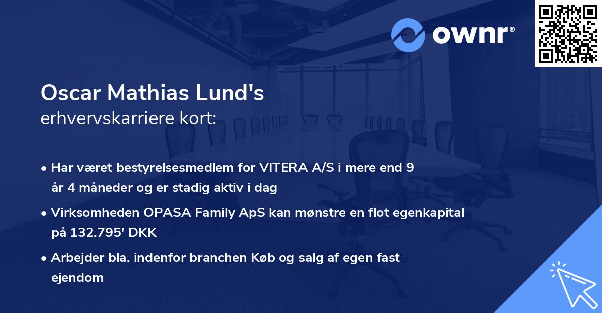Oscar Mathias Lund's erhvervskarriere kort