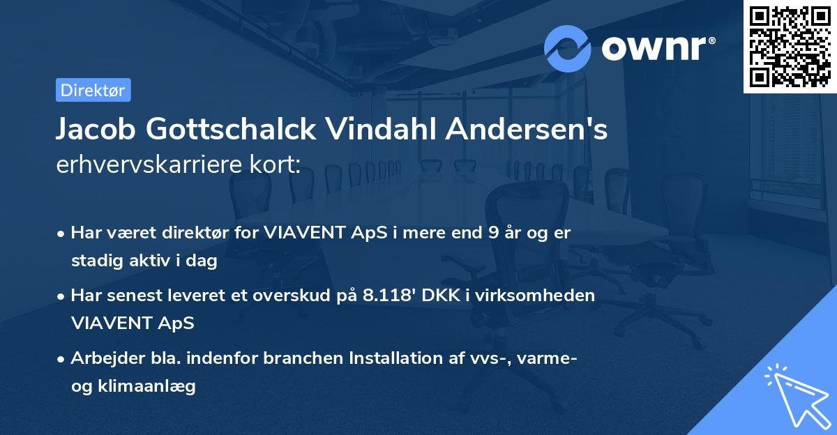 Jacob Gottschalck Vindahl Andersen's erhvervskarriere kort