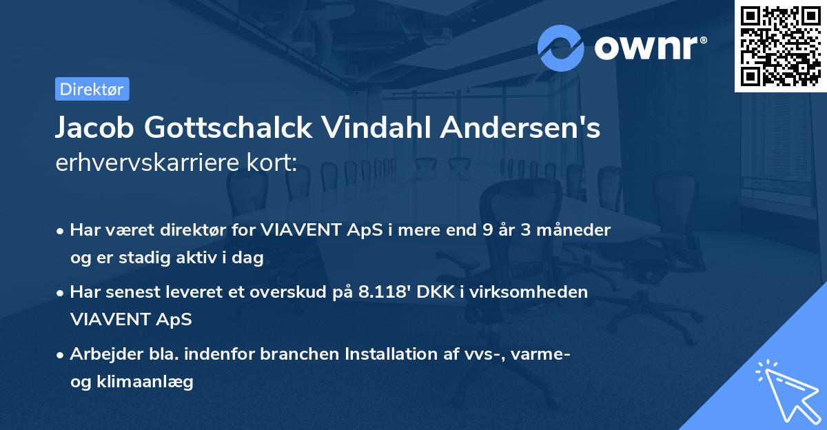 Jacob Gottschalck Vindahl Andersen's erhvervskarriere kort