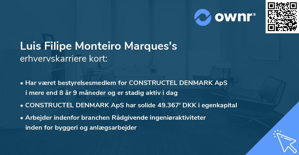 Luis Filipe Monteiro Marques's erhvervskarriere kort