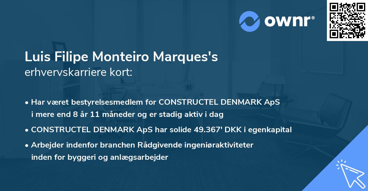 Luis Filipe Monteiro Marques's erhvervskarriere kort