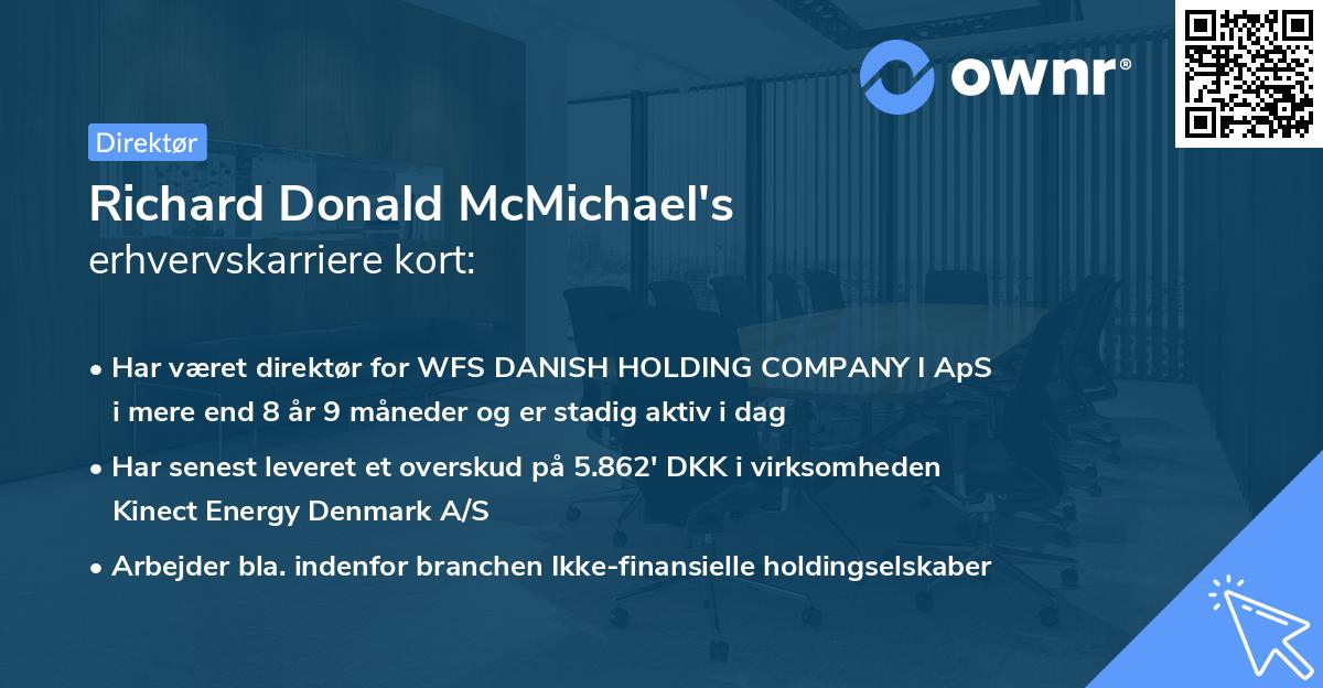 Richard Donald McMichael's erhvervskarriere kort