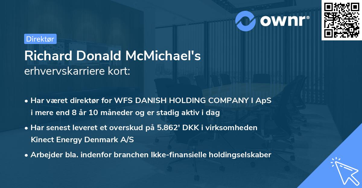 Richard Donald McMichael's erhvervskarriere kort