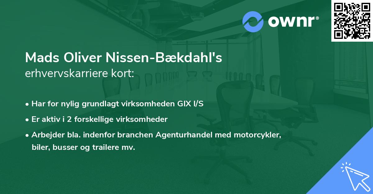Mads Oliver Nissen-Bækdahl's erhvervskarriere kort
