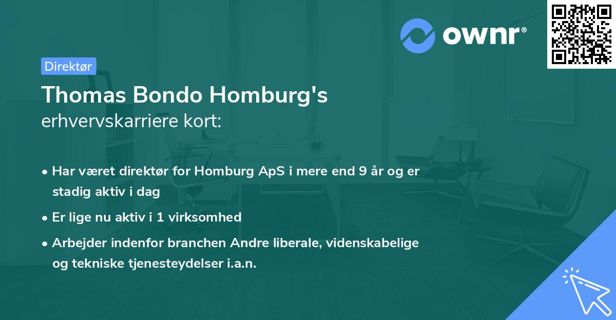 Thomas Bondo Homburg's erhvervskarriere kort