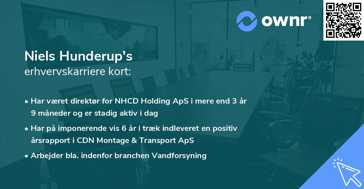 Niels Hunderup's erhvervskarriere kort