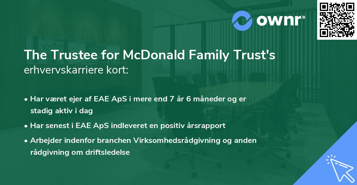 The Trustee for McDonald Family Trust's erhvervskarriere kort