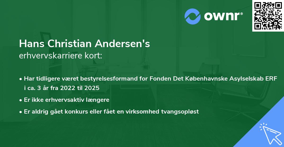 Hans Christian Andersen's erhvervskarriere kort
