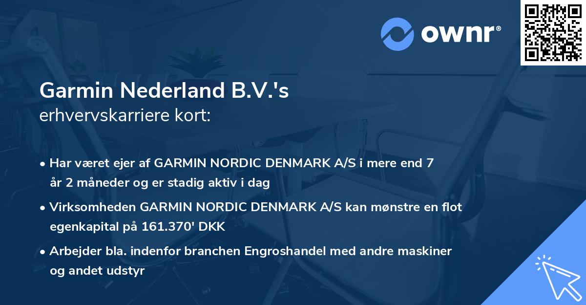 Garmin Nederland B.V.'s erhvervskarriere kort