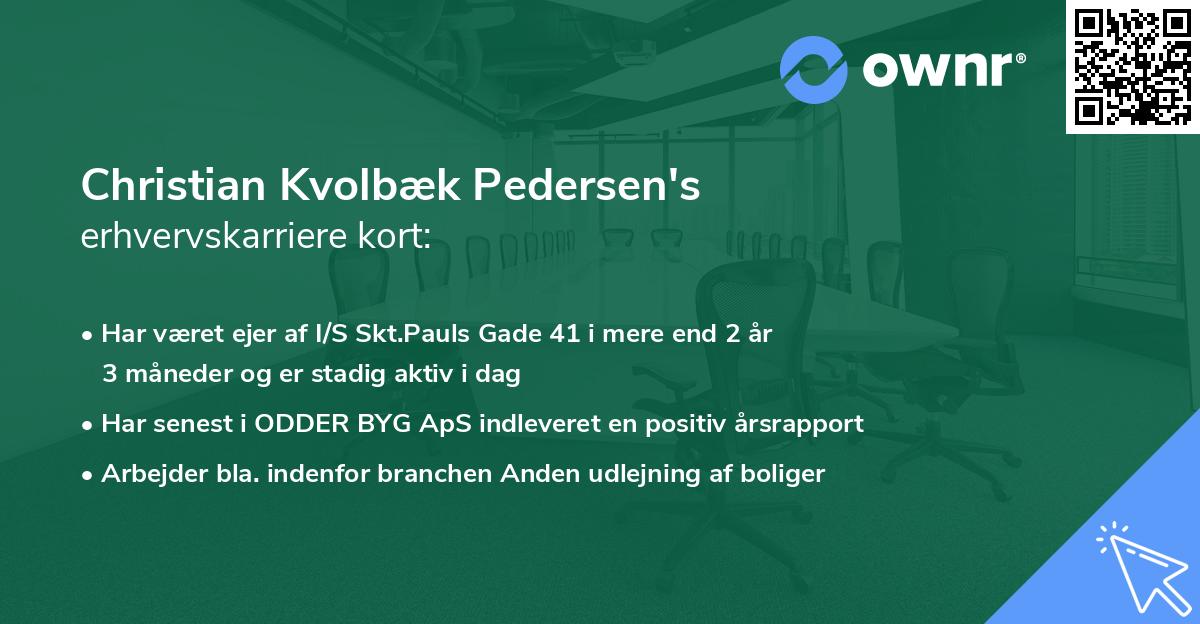 Christian Kvolbæk Pedersen's erhvervskarriere kort