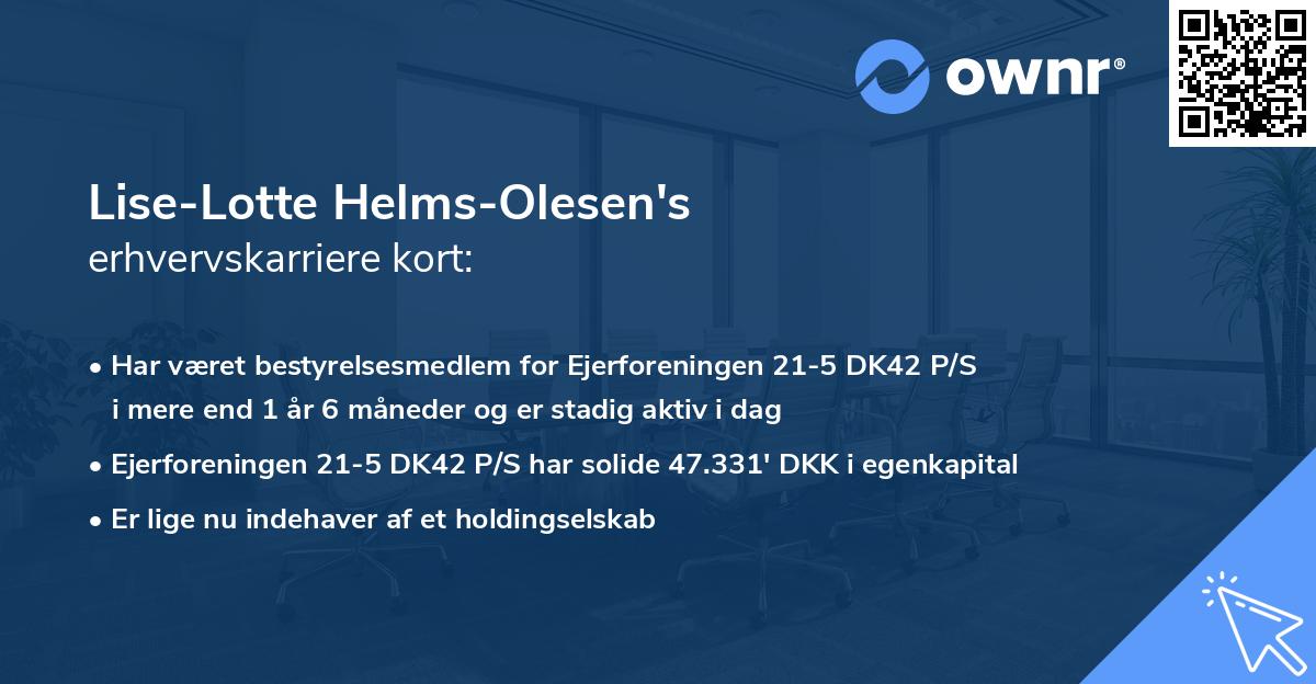 Lise-Lotte Helms-Olesen's erhvervskarriere kort