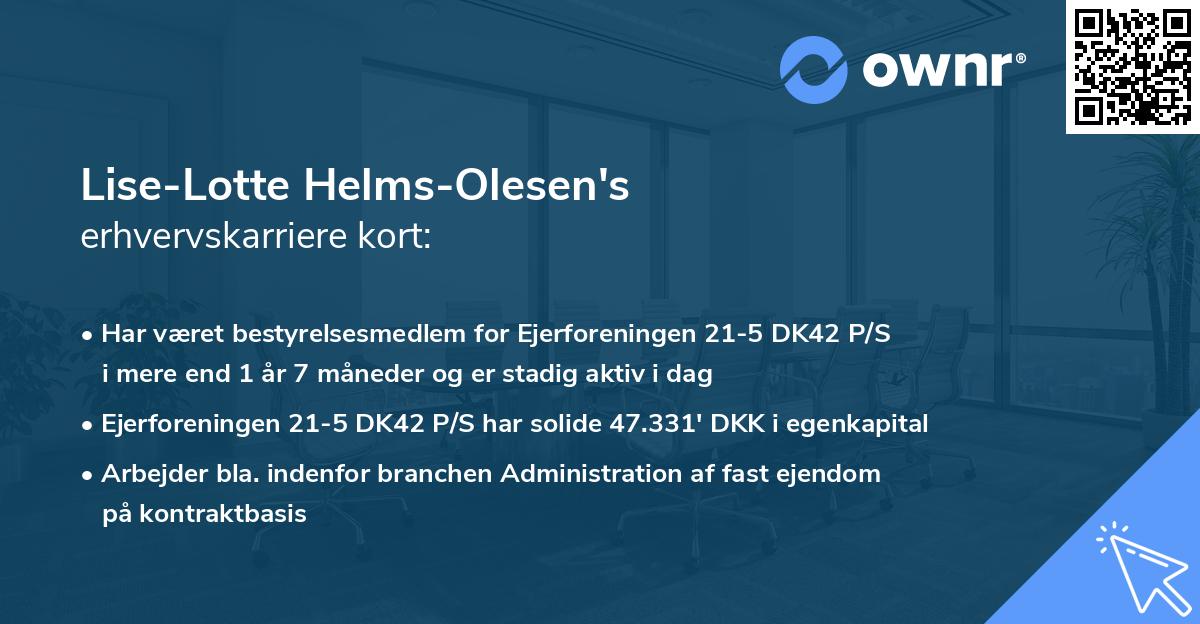 Lise-Lotte Helms-Olesen's erhvervskarriere kort