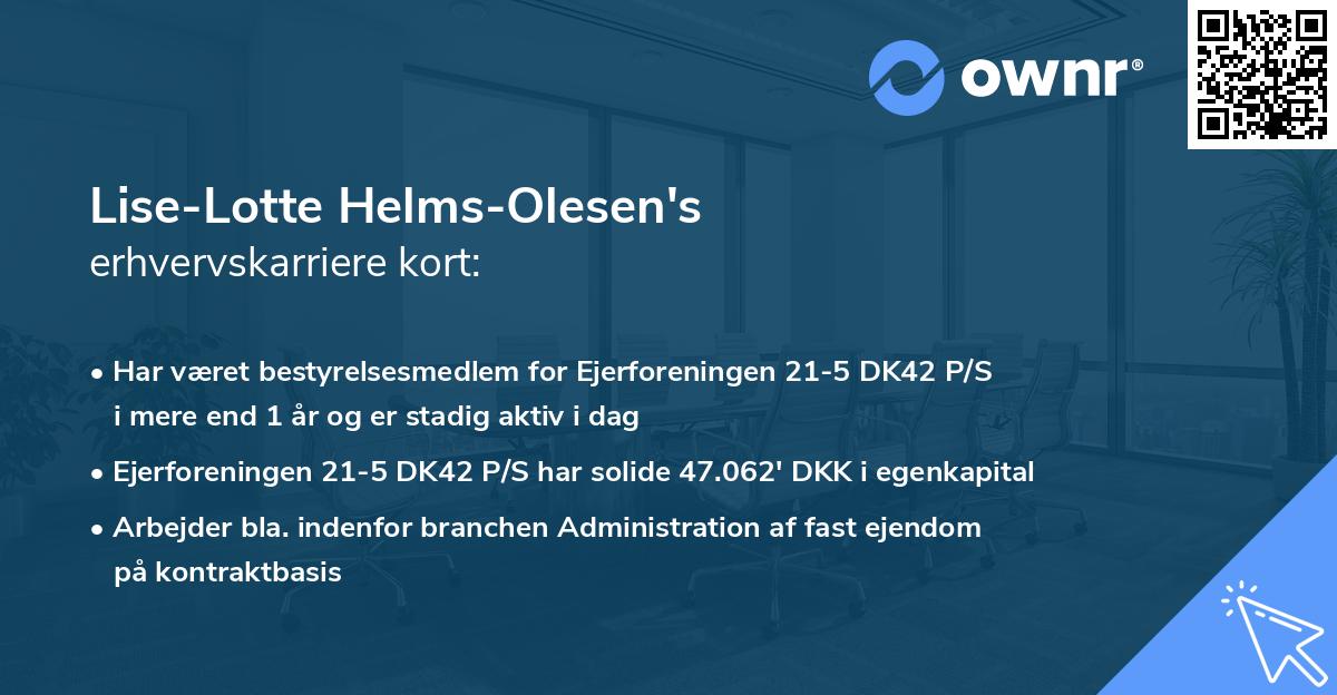 Lise-Lotte Helms-Olesen's erhvervskarriere kort