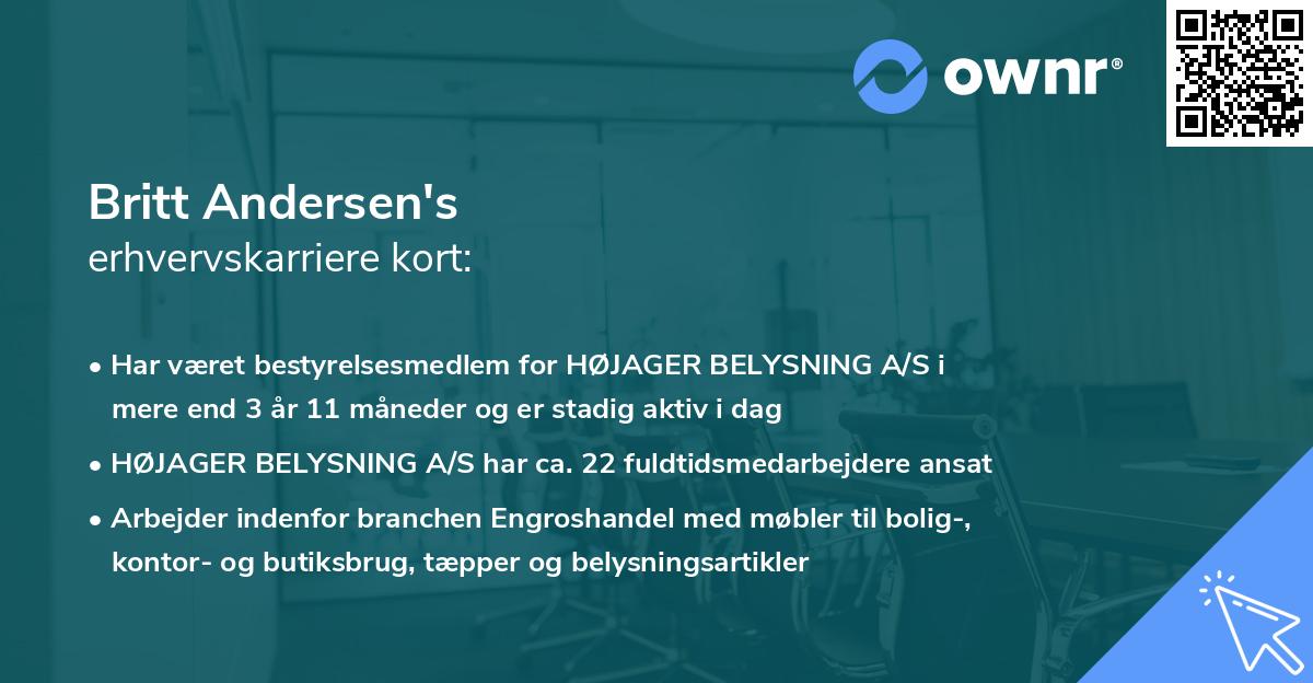 Britt Andersen's erhvervskarriere kort