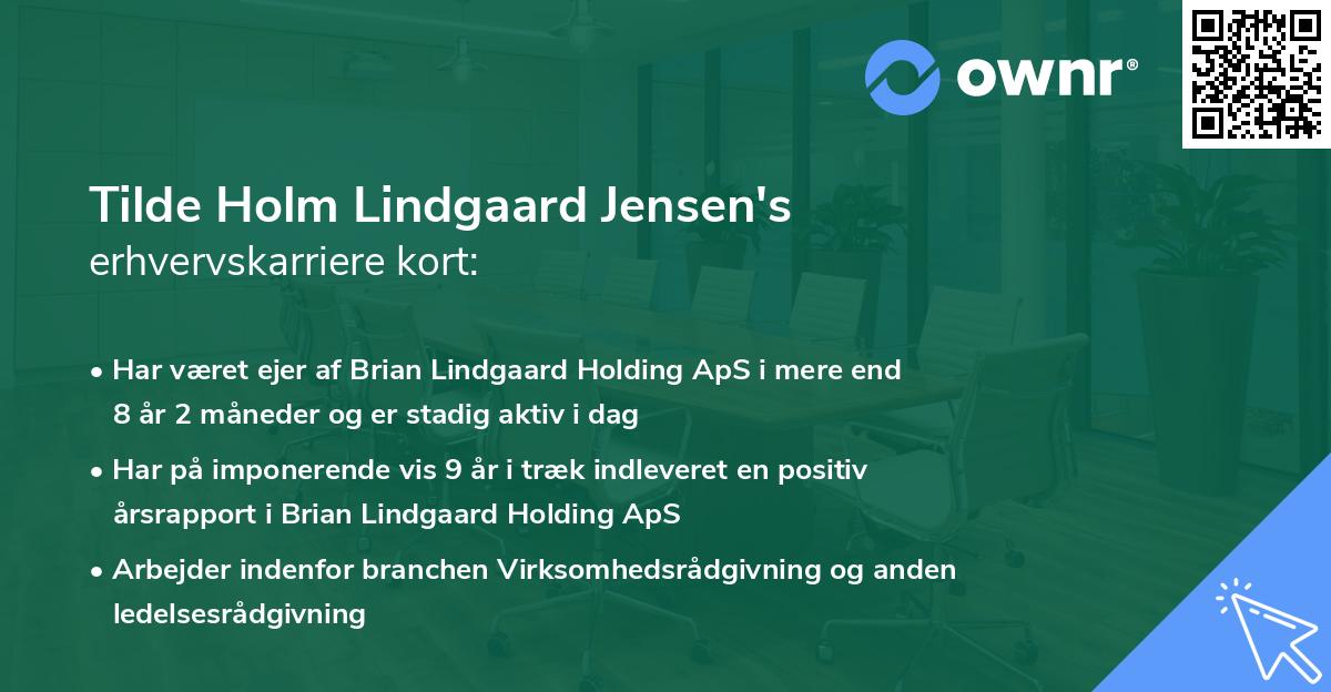 Tilde Holm Lindgaard Jensen's erhvervskarriere kort