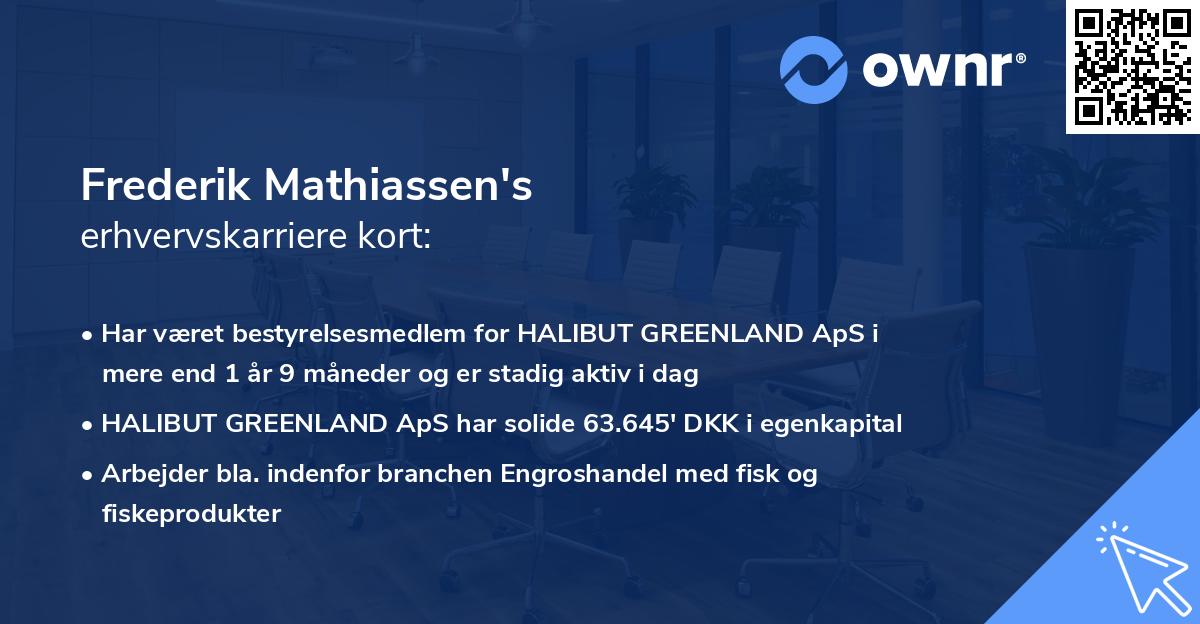 Frederik Mathiassen's erhvervskarriere kort