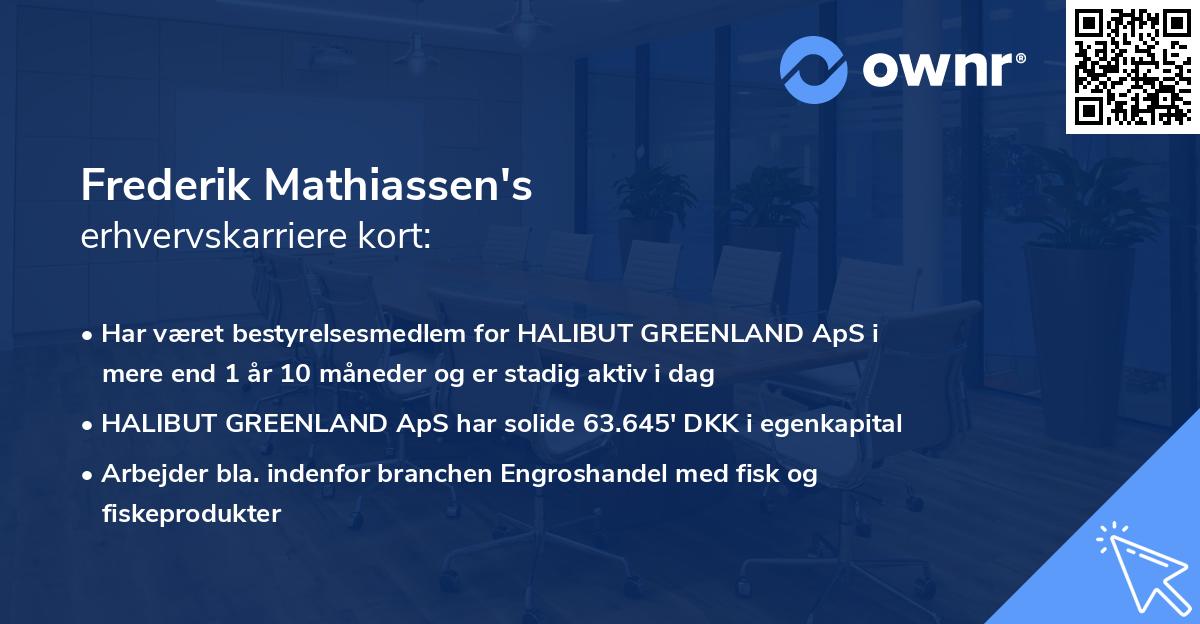 Frederik Mathiassen's erhvervskarriere kort