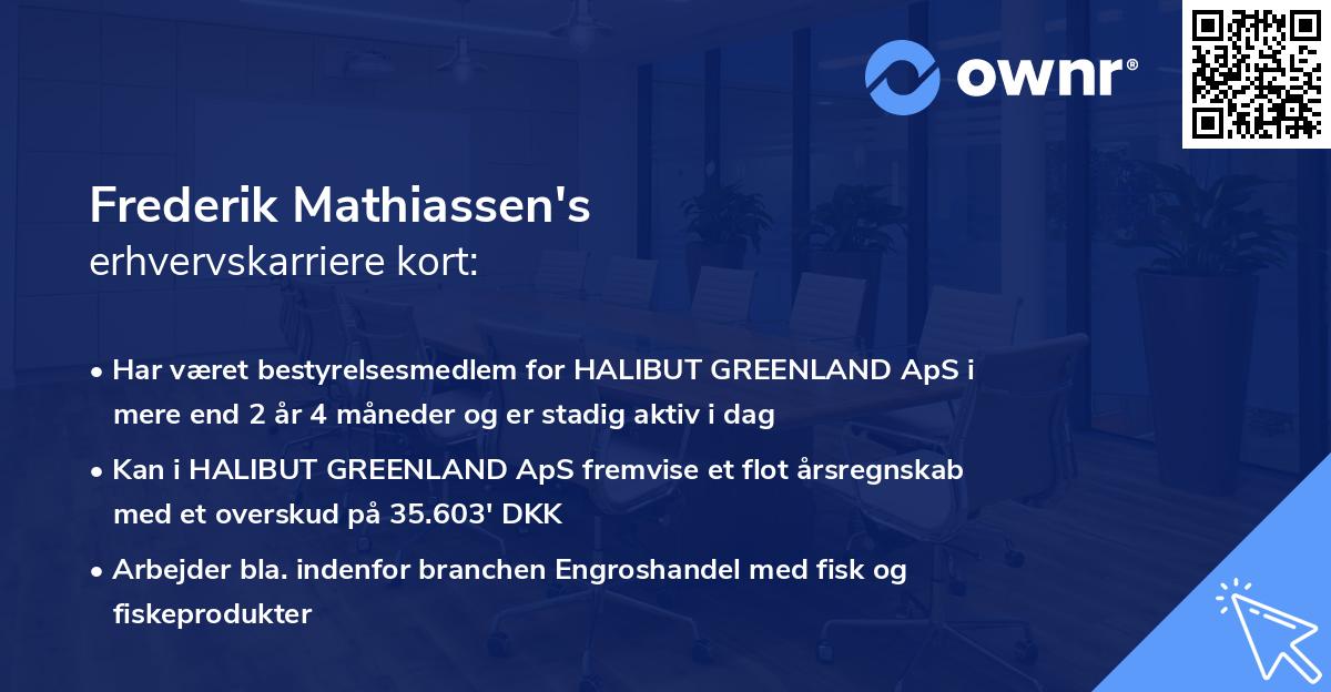 Frederik Mathiassen's erhvervskarriere kort