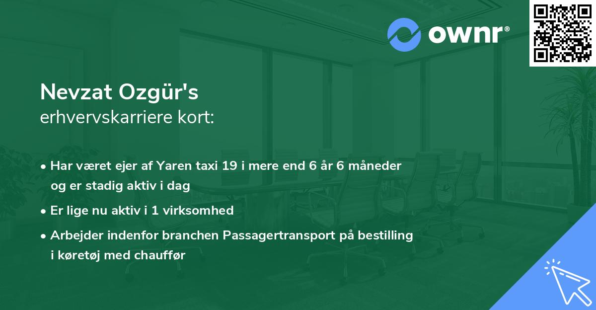 Nevzat Ozgür's erhvervskarriere kort