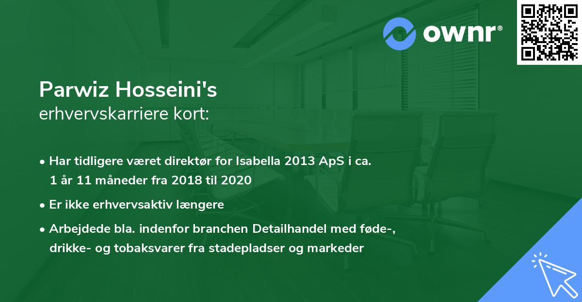 Parwiz Hosseini's erhvervskarriere kort