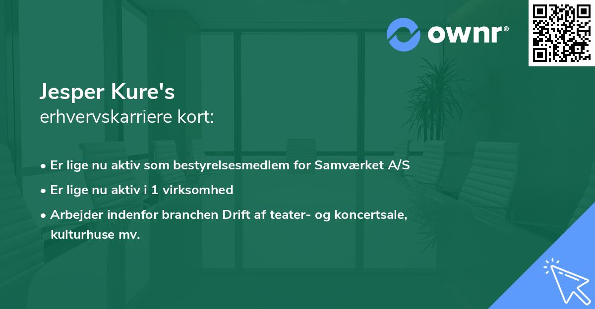 Jesper Kure's erhvervskarriere kort