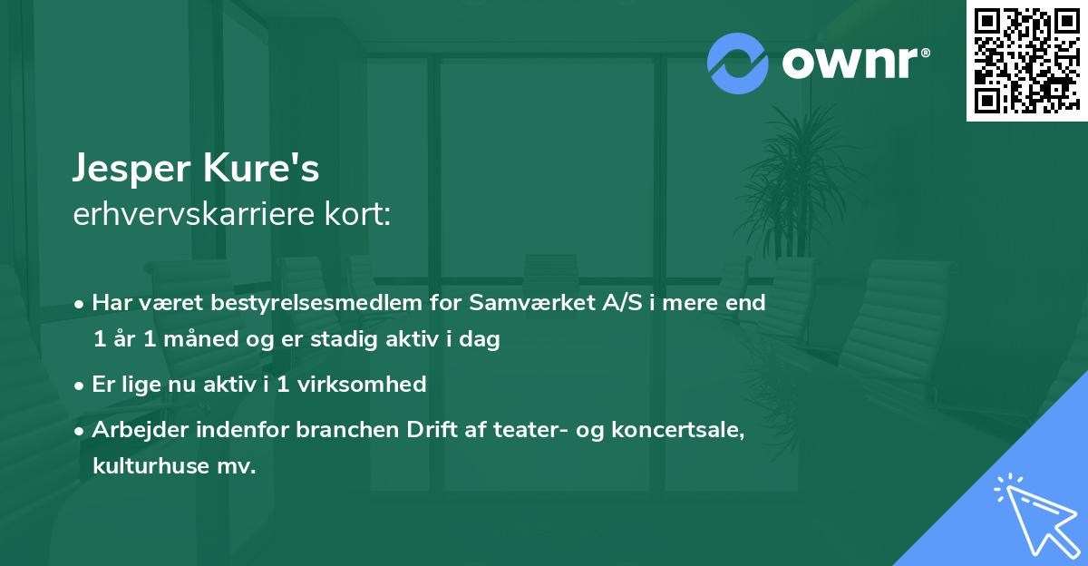 Jesper Kure's erhvervskarriere kort