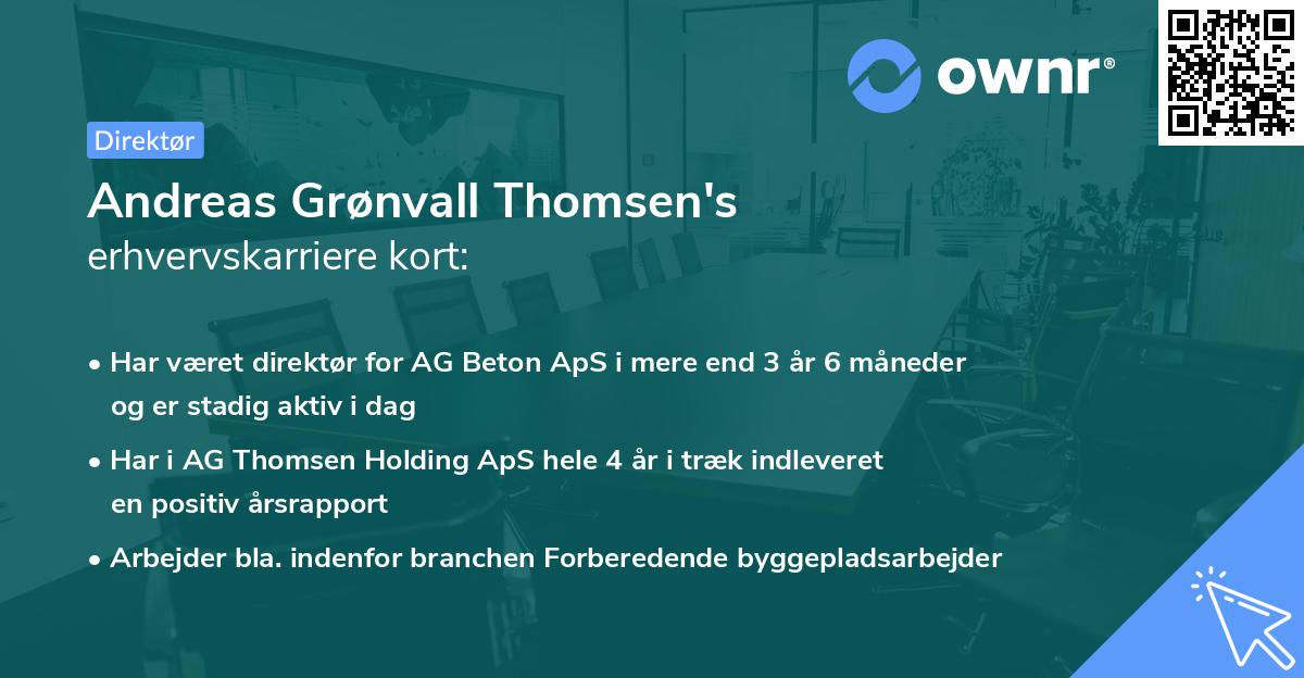 Andreas Grønvall Thomsen's erhvervskarriere kort