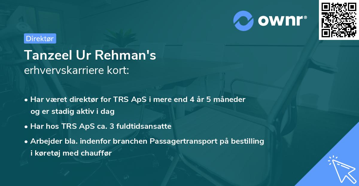 Tanzeel Ur Rehman's erhvervskarriere kort