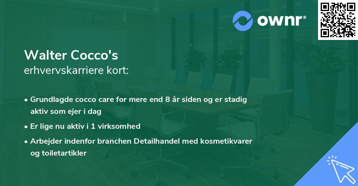 Walter Cocco's erhvervskarriere kort