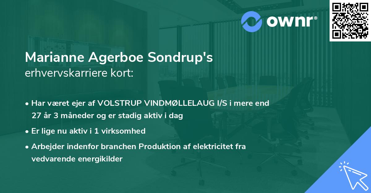 Marianne Agerboe Sondrup's erhvervskarriere kort