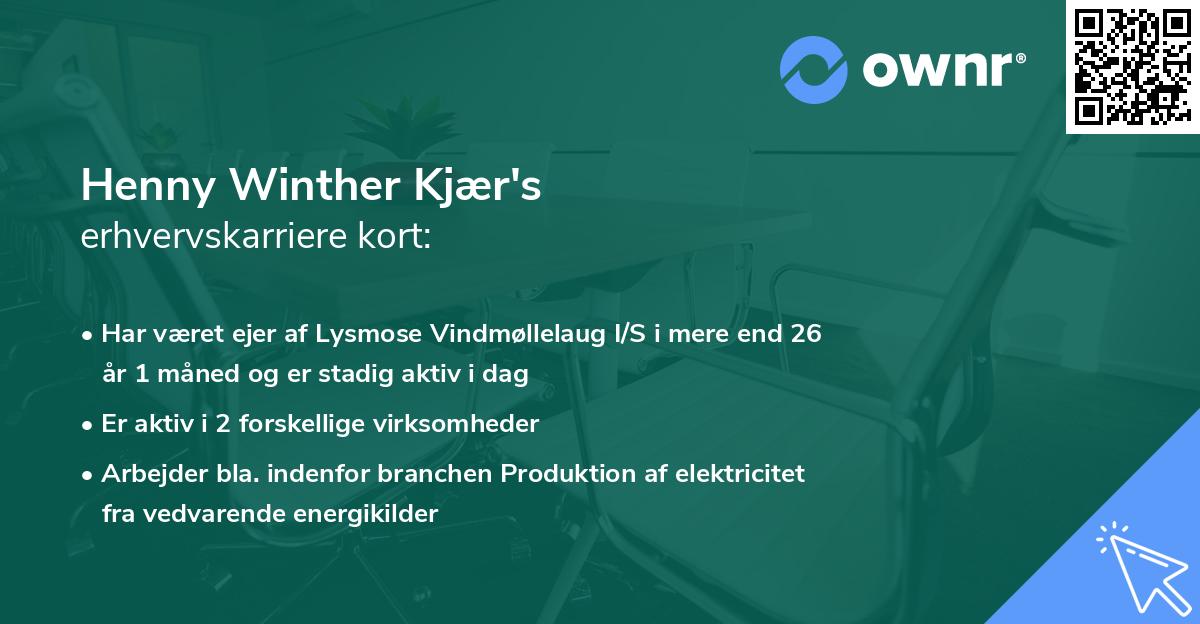 Henny Winther Kjær's erhvervskarriere kort