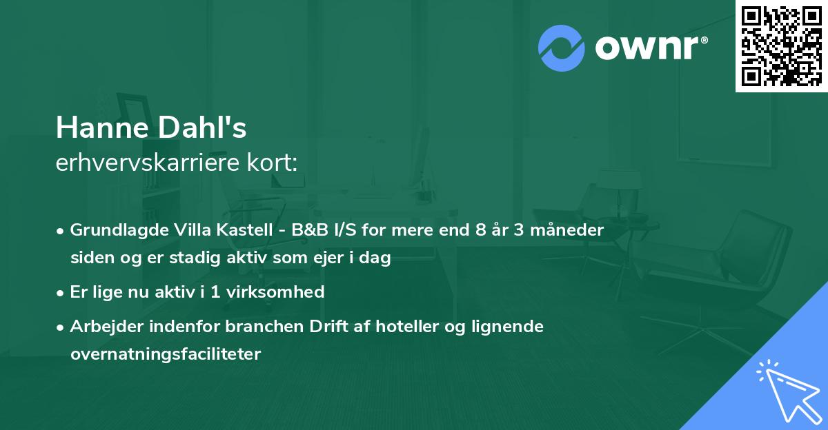 Hanne Dahl's erhvervskarriere kort