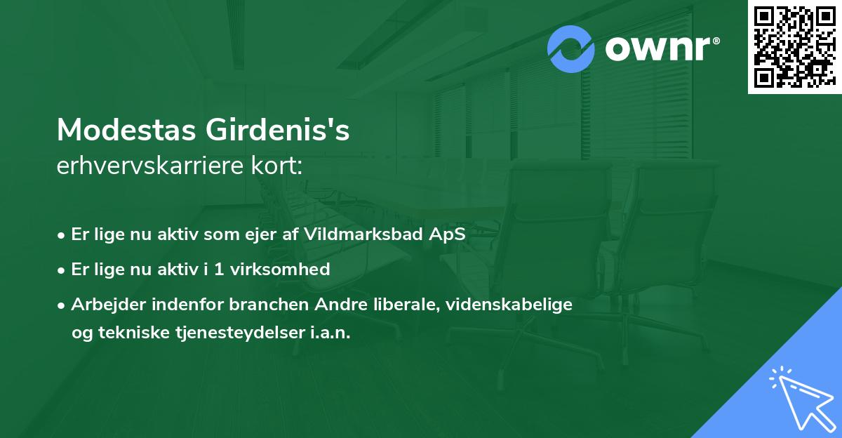 Modestas Girdenis's erhvervskarriere kort