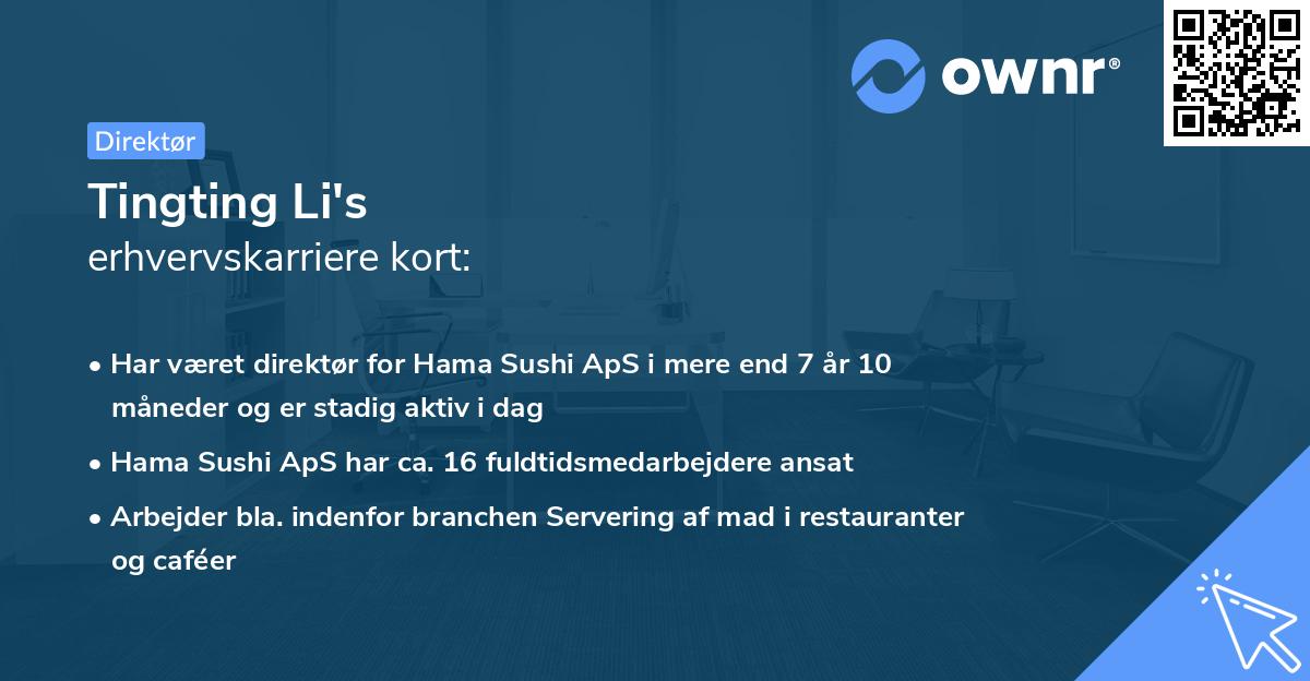 Tingting Li's erhvervskarriere kort