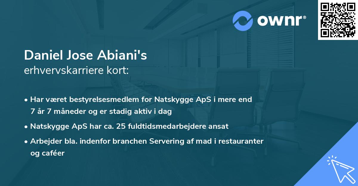 Daniel Jose Abiani's erhvervskarriere kort